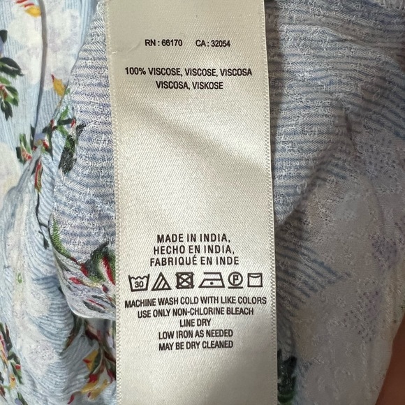 *EUC* Anthropologie Maeve Boswell Blouse Top in Blue Striped Floral Top, Size 4 - Picture 10 of 11